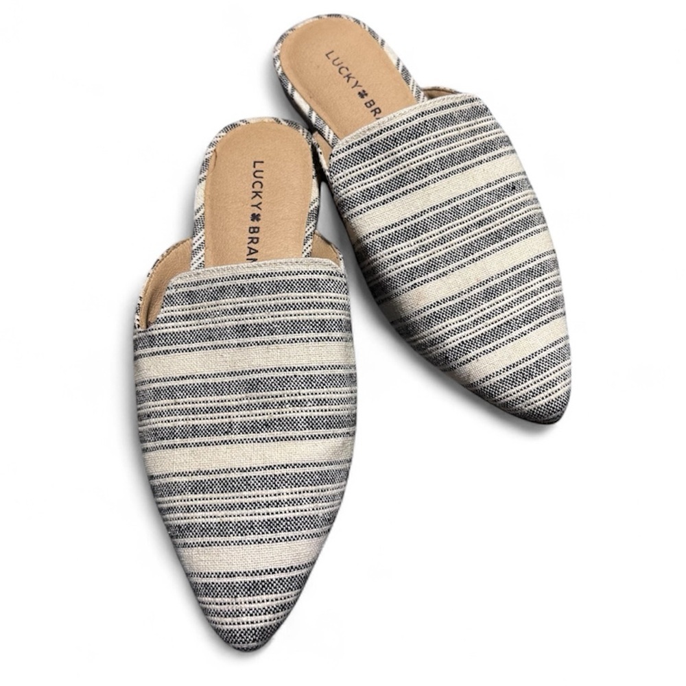 Lucky Brand womans striped fabric mules Size 7